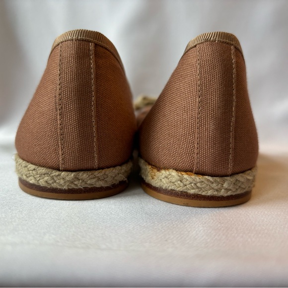 Copper colored canvas slip ons with square toe and rope detailing by FS NY - Picture 6 of 9